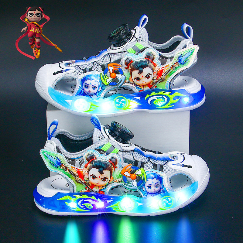 Nezha Children's Headline Sandals with Light 2025 Summer New Style Children's Beach Shoes Small and Medium Boys' Baby Sandals Nezha Children's Headline Sandals with Light 2025 Summer New Style Children's Beach Shoes Small and Medium Boys' Baby Sandals
