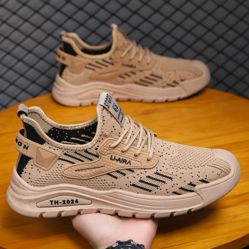2024 New Men's Shoes, Large Foreign Trade, Spring and Autumn Fashion, Casual, Flyknit, Versatile, Breathable, Running, Sports, Trendy Shoes