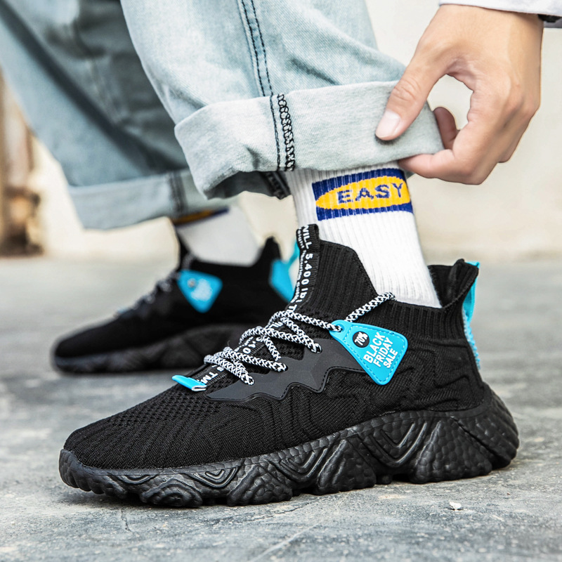 Cross border 2024 new summer men's shoes fashion Korean version casual shoes student fly woven socks shoes men's sports shoes