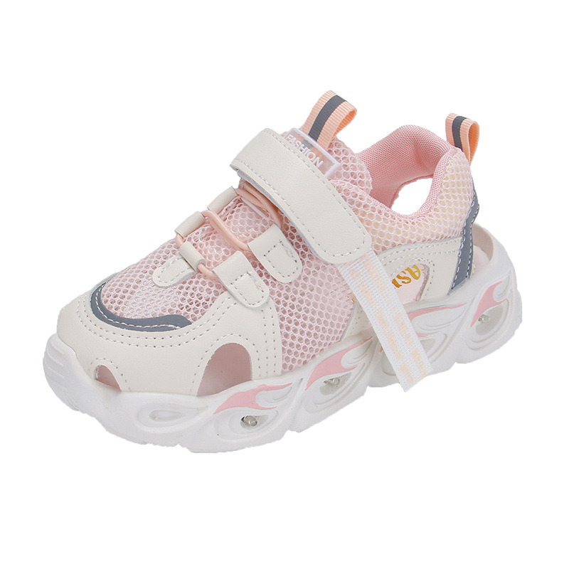 2023 Summer Edition Children's Sandals with Lights, Girls' Headless Sandals, Hollow Mesh, Korean Edition Soft soled Sports Shoes for Elementary School Students 2023 Summer Edition Children's Sandals with Lights, Girls' Headless Sandals, Hollow Mesh, Korean Edition Soft soled Sports Shoes for Elementary School Students