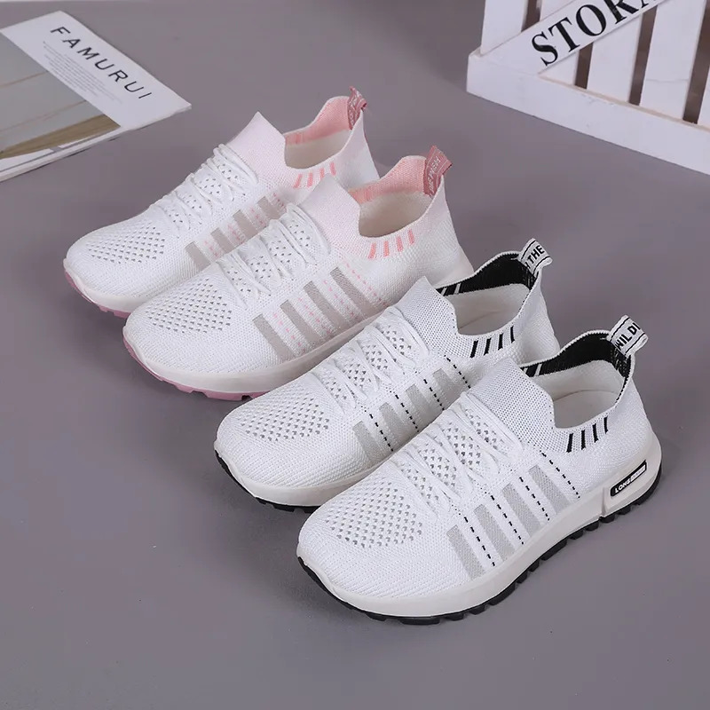 New Spring and Summer Women's Flyknit Sports Shoes Fashion Versatile Running Shoes Mesh Breathable Casual Female Student Wholesale New Spring and Summer Women's Flyknit Sports Shoes Fashion Versatile Running Shoes Mesh Breathable Casual Female Student Wholesale