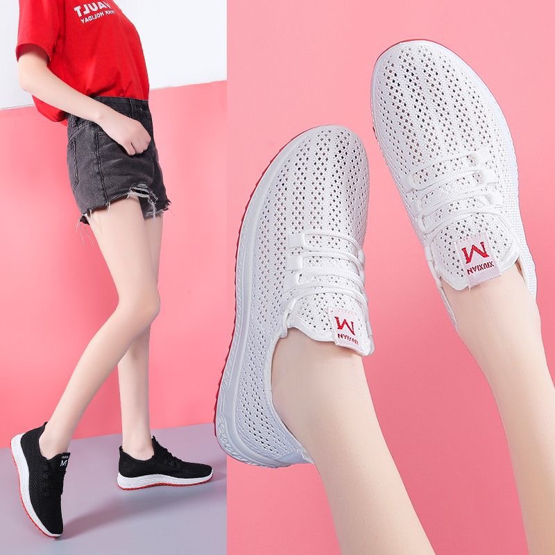 2024 Summer New Breathable Mesh Women's Casual Versatile Sports Shoes Hollow Running Shoes Student Shoes Wholesale