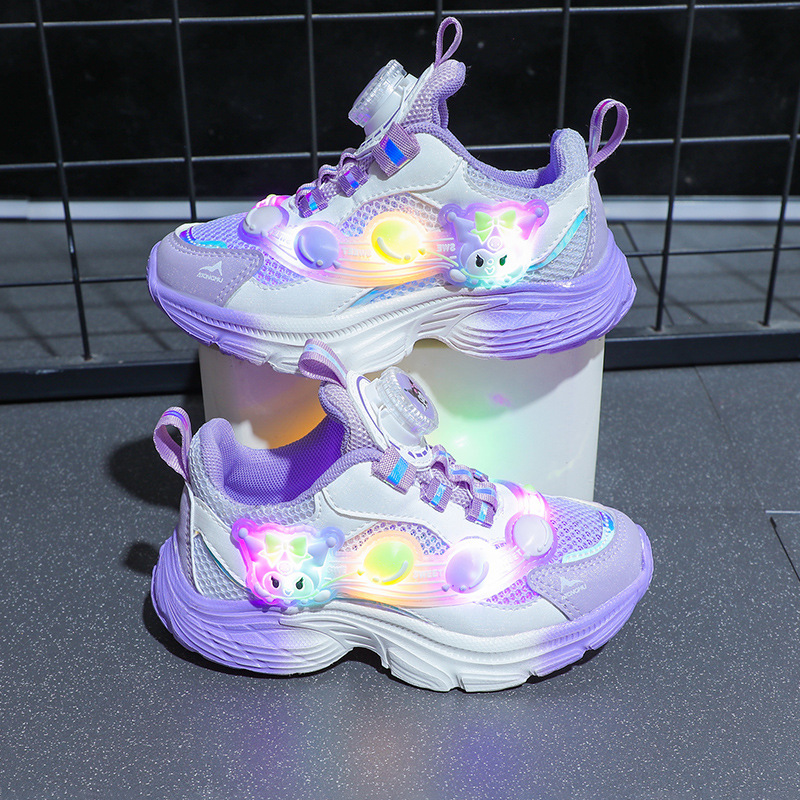 Light up girls' sports shoes summer new mesh breathable girls' shoes lightweight baby girls' internet famous shoes student shoes Light up girls' sports shoes summer new mesh breathable girls' shoes lightweight baby girls' internet famous shoes student shoes