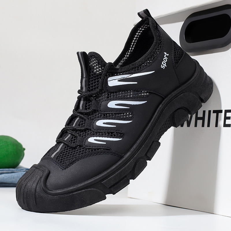 Breathable Men's Mesh Leather Shoes Manufacturer Direct Sales Summer Mesh Shoes Men's Casual Shoes Single Mesh One Piece dropshipping Wholesale