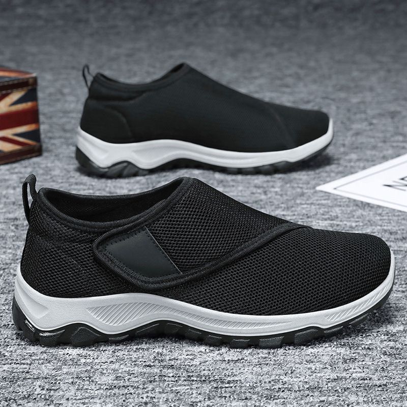 Men's spring new mesh breathable casual shoes, convenient Velcro elderly shoes, middle-aged and elderly couple walking shoes