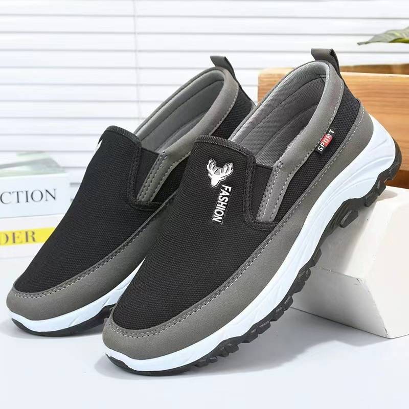 Spring New Old Beijing Cloth Shoes, Walking Shoes, Men's Casual Shoes, Low cut Soft soled Canvas Shoes, Middle aged and Elderly Shoes