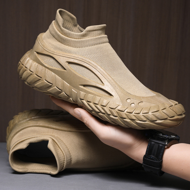 Foreign trade plus size men's shoes spring new style thick soled comfortable running shoes outdoor fashion one foot kick flying woven sports shoes