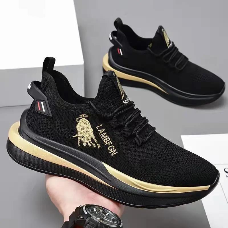 Foreign Trade 2024 Men's Sports and Leisure Shoes, Men's Summer Trendy New Shoes, Round Head Black Spring Men's Shoes Wholesale