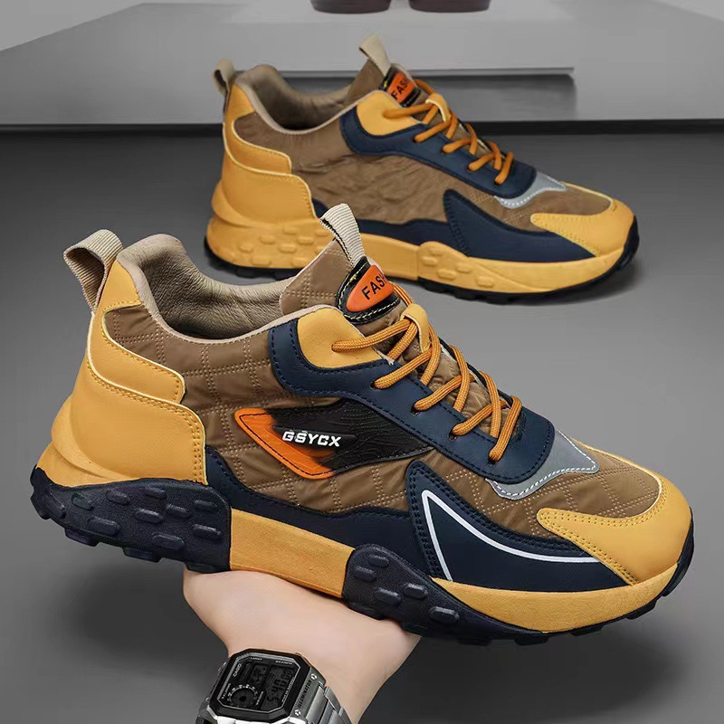 Cross border sports shoe manufacturer wholesales autumn new fashionable casual shoes with thick sole and high visibility, soft sole and comfortable men's shoes