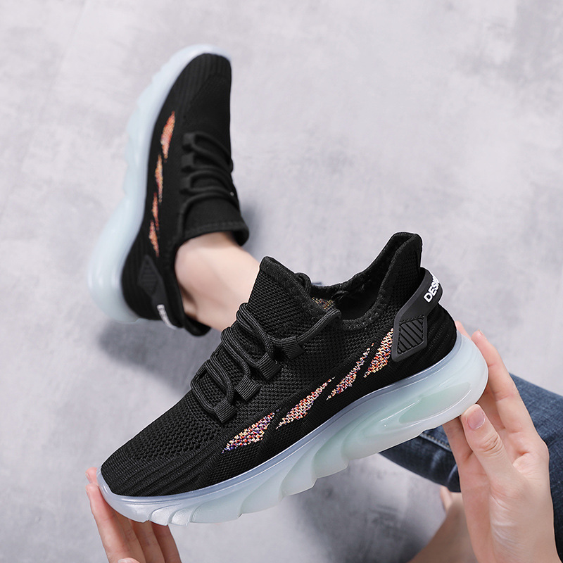 Cross border women's shoes, new flying woven running shoes, student casual shoes, trendy shoes, foreign trade thick soled flying woven sports women's shoes wholesale Cross border women's shoes, new flying woven running shoes, student casual shoes, trendy shoes, foreign trade thick soled flying woven sports women's shoes wholesale