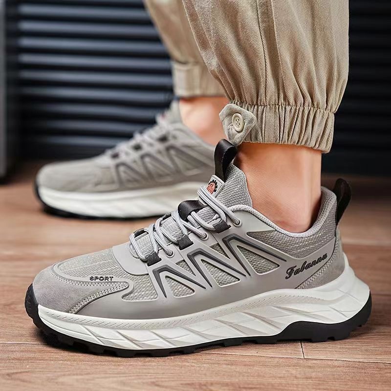 Cross border 2025 Spring New Fashionable Soft Bottom Mesh Breathable Sports and Leisure Men's Shoes Versatile Thick Bottom Running Shoes