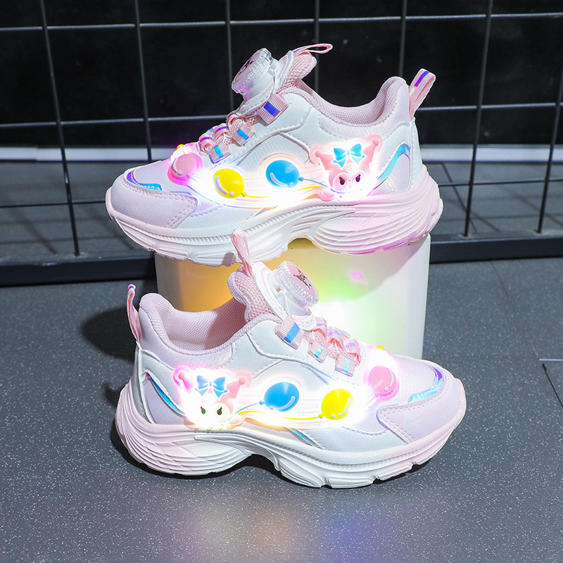 Light up girls' sports shoes summer new mesh breathable girls' shoes lightweight baby girls' internet famous shoes student shoes Light up girls' sports shoes summer new mesh breathable girls' shoes lightweight baby girls' internet famous shoes student shoes