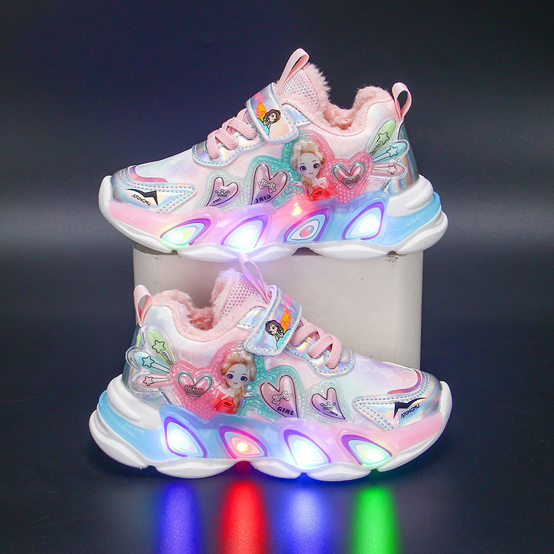 Girls' Shoes 2023 Autumn/Winter New Children's Luminous Shoes, Versatile Korean Version for Girls' Baby Shoes
