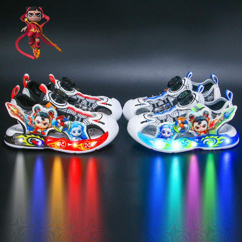 Nezha Children's Headline Sandals with Light 2025 Summer New Style Children's Beach Shoes Small and Medium Boys' Baby Sandals Nezha Children's Headline Sandals with Light 2025 Summer New Style Children's Beach Shoes Small and Medium Boys' Baby Sandals