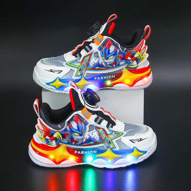 Light up children's sports shoes with breathable mesh for small and medium-sized children, internet famous shoes for boys, lightweight and non slip versatile men's shoes Light up children's sports shoes with breathable mesh for small and medium-sized children, internet famous shoes for boys, lightweight and non slip versatile men's shoes