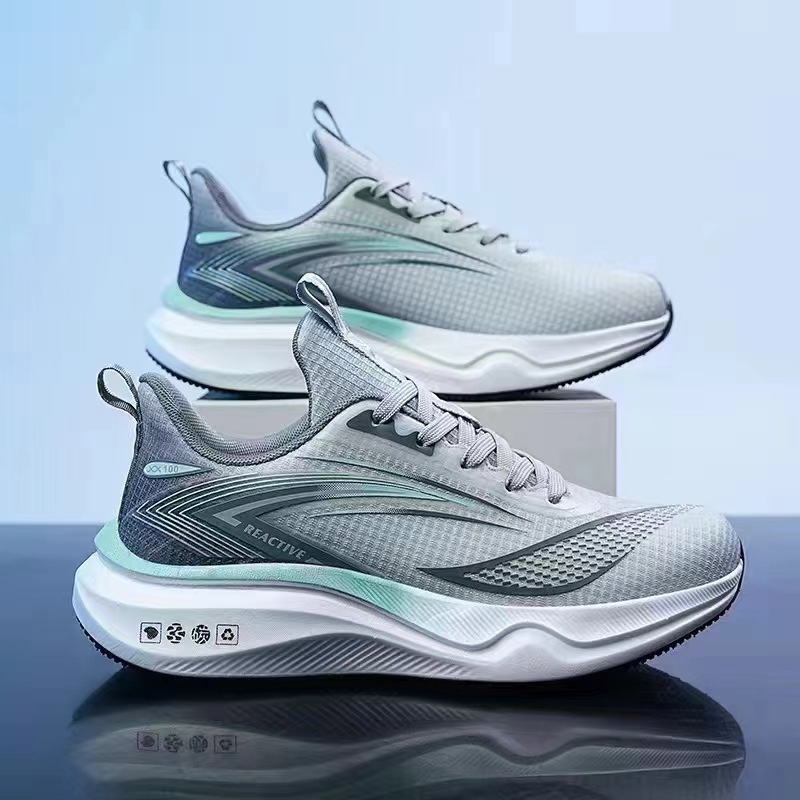 Cross border spring new men's sports shoes trendy and breathable mesh casual shoes for teenagers, lace up running men's shoes