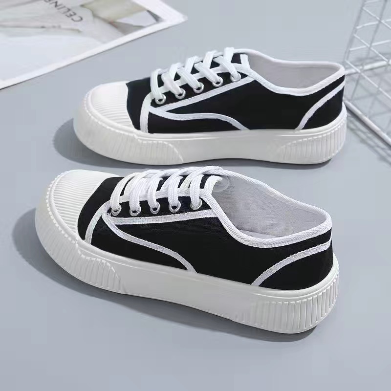 Wholesale new thick soled canvas shoes for women in spring and autumn, casual and fashionable board shoes, comfortable and versatile women's singles shoes, and student shoes