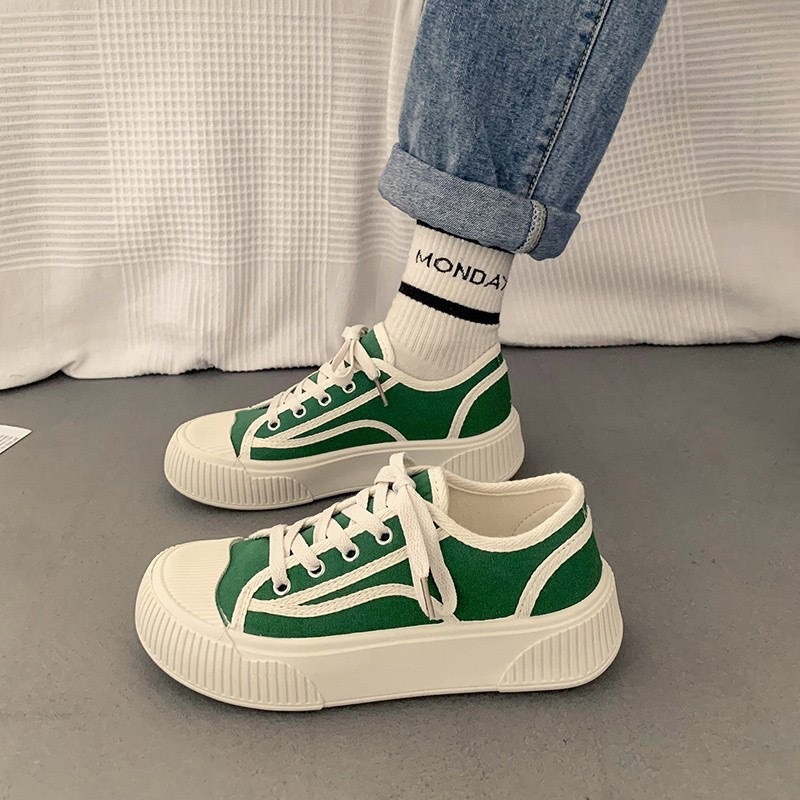 Spring women's retro round toe canvas shoes, summer ins versatile thick soled casual breathable shoes, support wholesale and retail