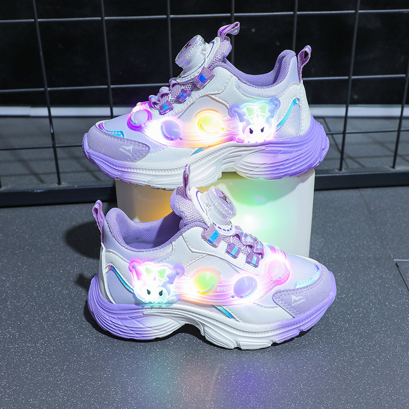 Light up girls' sports shoes summer new mesh breathable girls' shoes lightweight baby girls' internet famous shoes student shoes Light up girls' sports shoes summer new mesh breathable girls' shoes lightweight baby girls' internet famous shoes student shoes