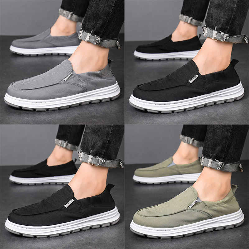 Old Beijing cloth shoes, men's lazy shoes, driving shoes, ice silk cloth surface, cool and comfortable low cut soft soled casual shoes