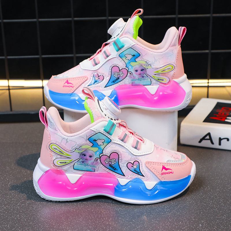 Girls' sports shoes 2023 Spring and Autumn new waterproof leather face Aisha Princess shoes for girls, middle-aged and young children, lightweight running shoes