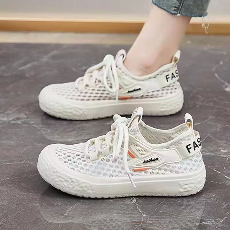 Summer large mesh breathable and odor proof women's shoes 2025 soft sole anti slip and wear-resistant casual shoes, lightweight stacking women's mesh shoes