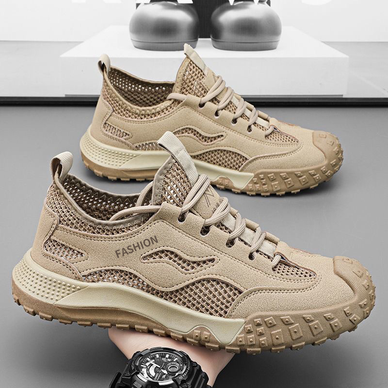 Cross border mesh men's shoes summer new outdoor workwear shoes fashionable breathable casual shoes soft soled sports shoes wholesale