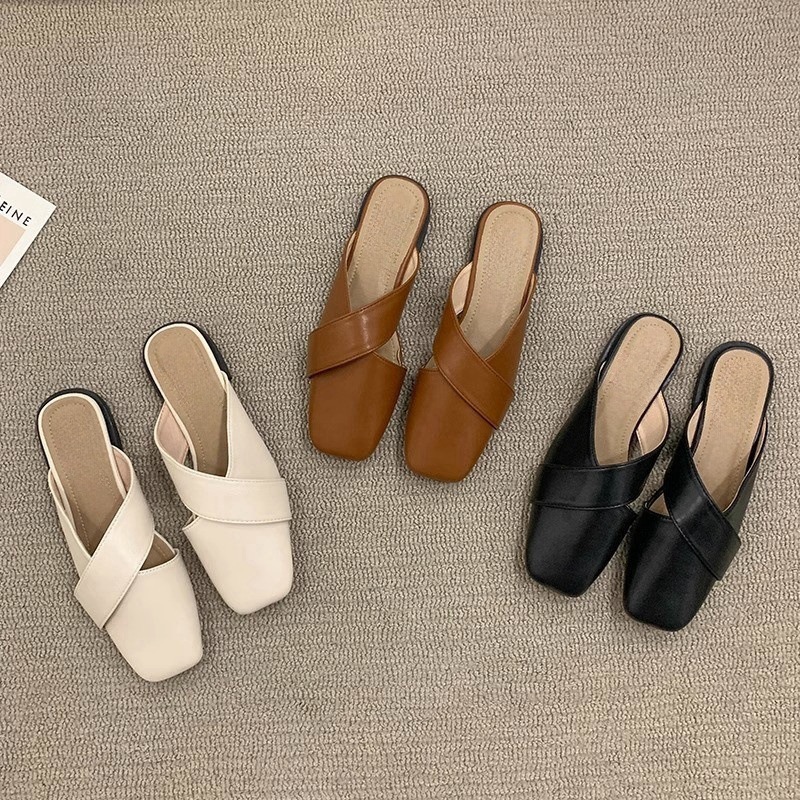 Baotou Half Slippers for Women's Summer Outerwear 2025 New Retro French M ü ller Luxury Soft Bottom Cool Drag Baotou Half Slippers for Women's Summer Outerwear 2025 New Retro French M ü ller Luxury Soft Bottom Cool Drag