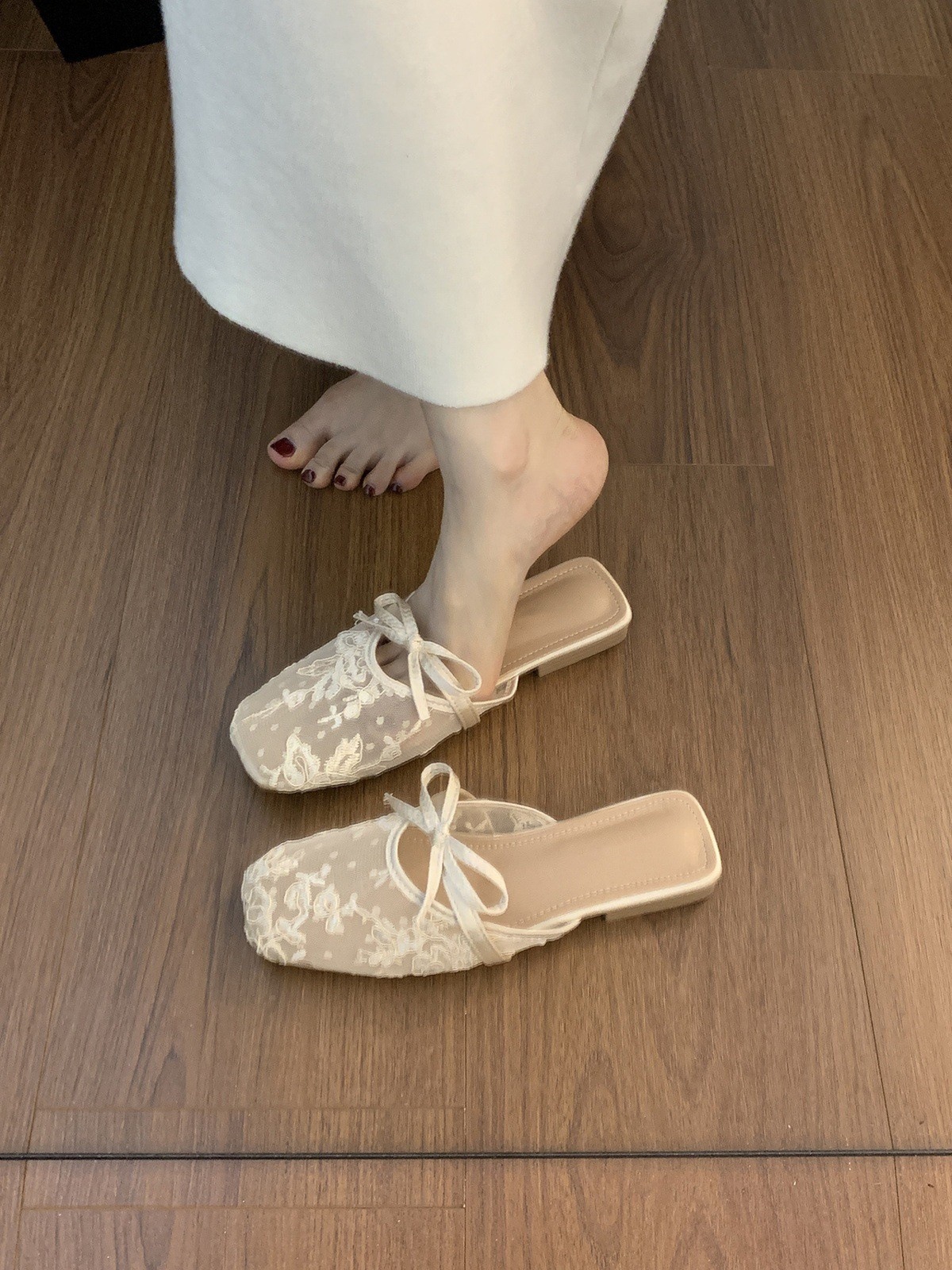 Ladies' style Baotou half slippers for women wearing summer fairy style dress with gentle mesh sandals Ladies' style Baotou half slippers for women wearing summer fairy style dress with gentle mesh sandals