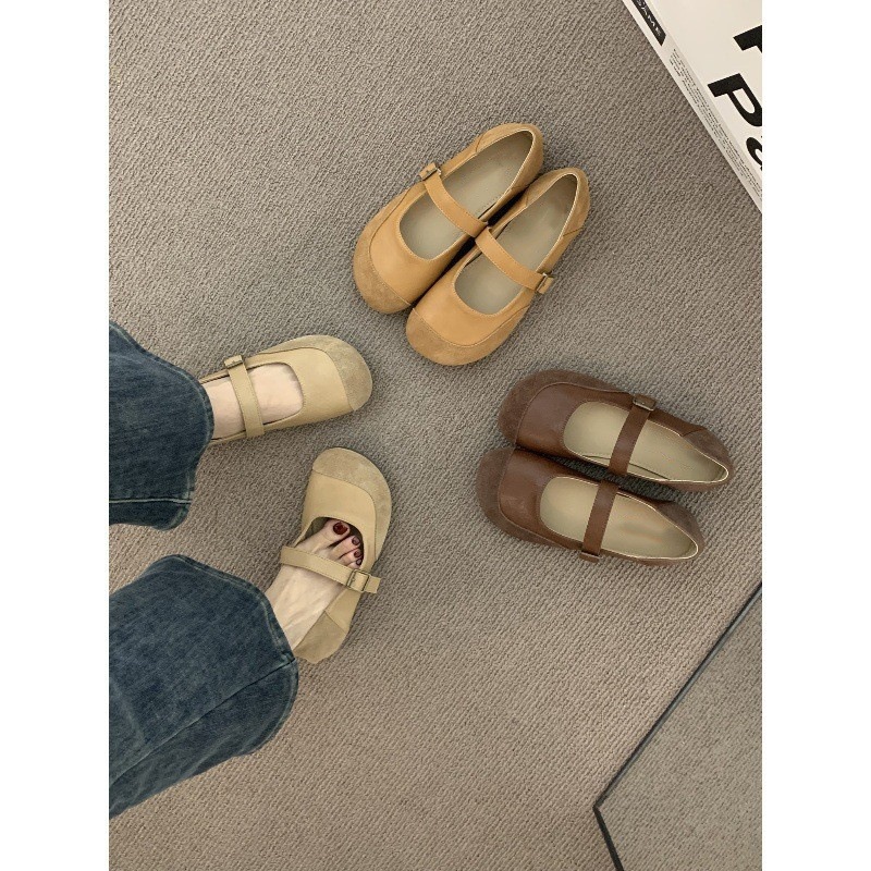 French milk camel round head frosted ballet Boken shoes for women wearing summer soft soled fairy Mary Jane single shoes French milk camel round head frosted ballet Boken shoes for women wearing summer soft soled fairy Mary Jane single shoes