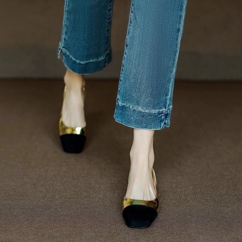 French 2024 Summer New Small Fragrant Style Color blocked Single Shoes Versatile Women's Shoes Commuter Baotou Roman Flat Sandals Women French 2024 Summer New Small Fragrant Style Color blocked Single Shoes Versatile Women's Shoes Commuter Baotou Roman Flat Sandals Women