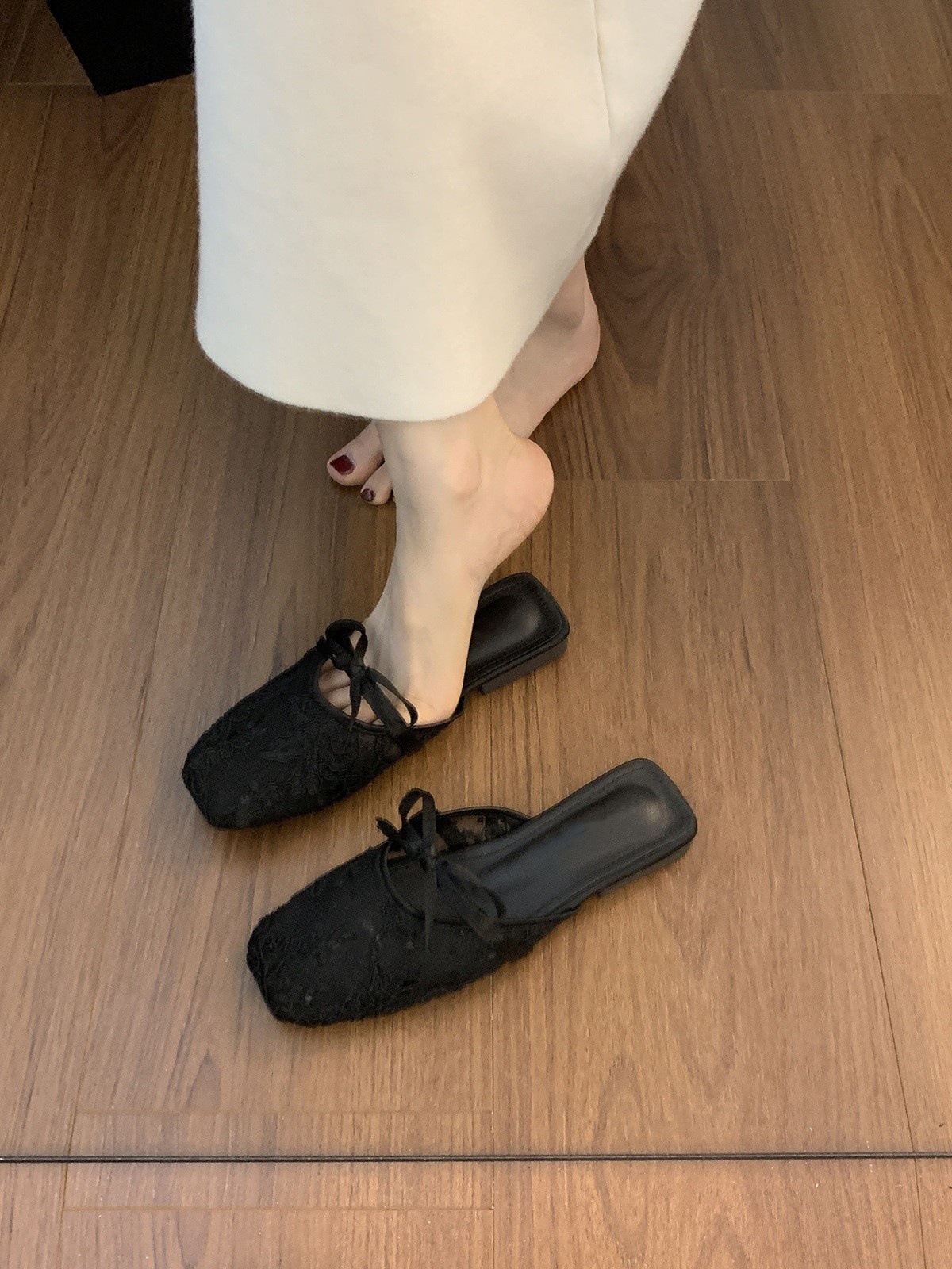 Ladies' style Baotou half slippers for women wearing summer fairy style dress with gentle mesh sandals Ladies' style Baotou half slippers for women wearing summer fairy style dress with gentle mesh sandals