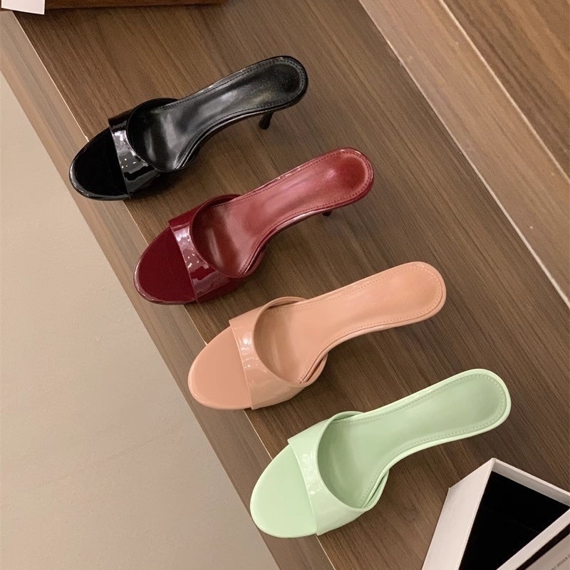 High heels 25 summer new style pointed toe exposed toe thin heel straight strap slippers for wearing out fashionable and versatile white and red sandals High heels 25 summer new style pointed toe exposed toe thin heel straight strap slippers for wearing out fashionable and versatile white and red sandals