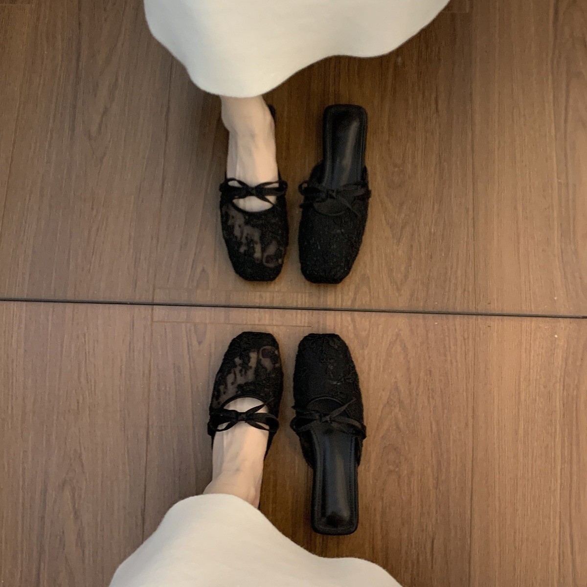 Ladies' style Baotou half slippers for women wearing summer fairy style dress with gentle mesh sandals Ladies' style Baotou half slippers for women wearing summer fairy style dress with gentle mesh sandals
