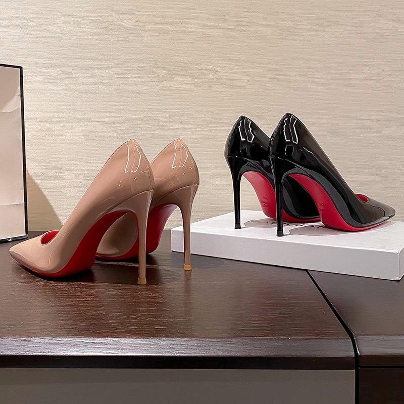 Red soled high heels, women's slim heels, 2025 new style, versatile temperament, 10cm black sexy night court professional single shoes, summer