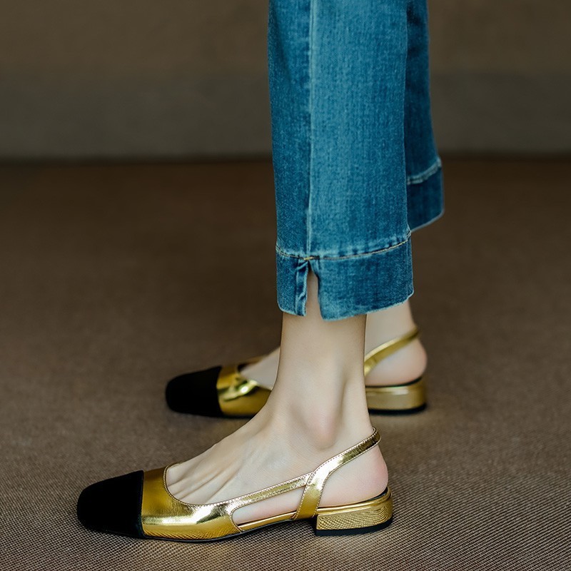 French 2024 Summer New Small Fragrant Style Color blocked Single Shoes Versatile Women's Shoes Commuter Baotou Roman Flat Sandals Women French 2024 Summer New Small Fragrant Style Color blocked Single Shoes Versatile Women's Shoes Commuter Baotou Roman Flat Sandals Women