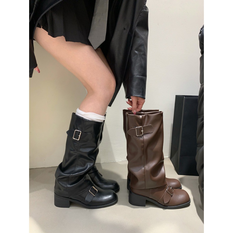Over the knee long boots, women's thick heels, 2024 autumn and winter new women's boots, European and American boots, long boots, round toe Western knight boots