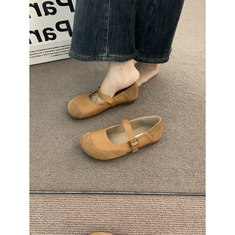French milk camel round head frosted ballet Boken shoes for women wearing summer soft soled fairy Mary Jane single shoes French milk camel round head frosted ballet Boken shoes for women wearing summer soft soled fairy Mary Jane single shoes