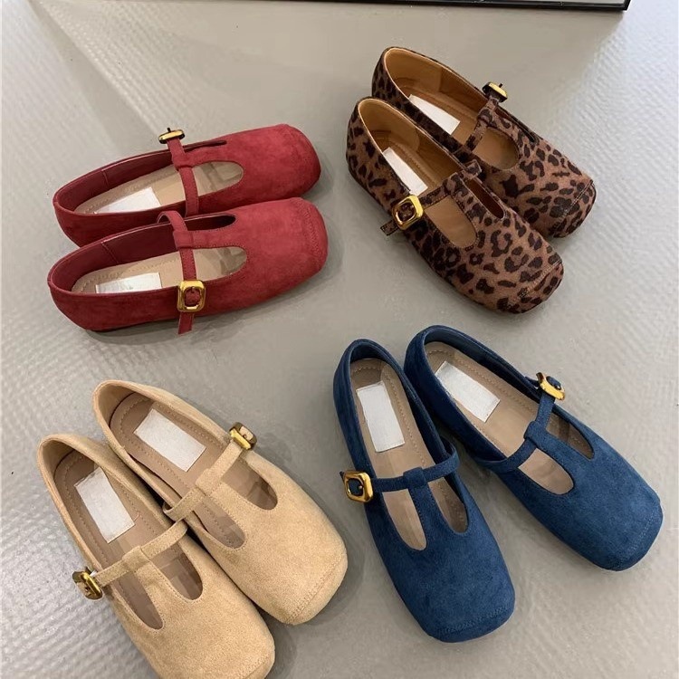 Gentle Fairy Mary Jane Shoes 2024 New French Elegant Suede Leopard Pattern Square Head T with Soft Bottom Evening Shoes Gentle Fairy Mary Jane Shoes 2024 New French Elegant Suede Leopard Pattern Square Head T with Soft Bottom Evening Shoes