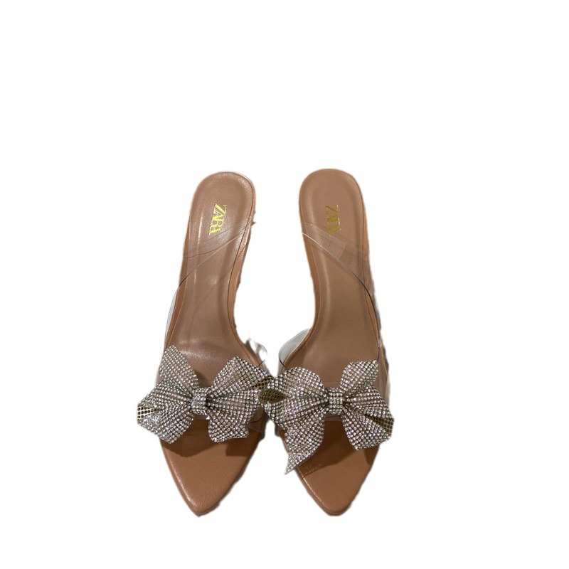 ZA new 2023 autumn square bow thin heel high heels women's open toe shallow mouth fashion single shoes high heels sandals ZA new 2023 autumn square bow thin heel high heels women's open toe shallow mouth fashion single shoes high heels sandals