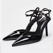 Za2025 Spring New Product: Lacquered Leather Effect with Decorative Pointed High Heels, Dew Heels, Fine Heels, Muller Shoes, Headless and Empty Sandals Za2025 Spring New Product: Lacquered Leather Effect with Decorative Pointed High Heels, Dew Heels, Fine Heels, Muller Shoes, Headless and Empty Sandals