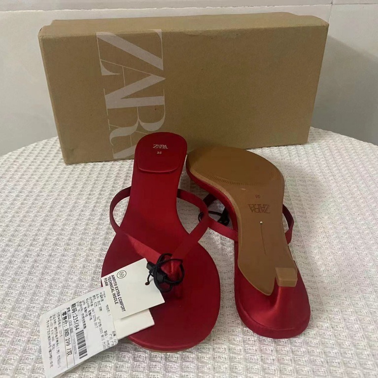 ZA women's new 2024 spring/summer round toe high-heeled shoes with red herringbone clip, exposed heel, cat heel, fashionable sandals for women ZA women's new 2024 spring/summer round toe high-heeled shoes with red herringbone clip, exposed heel, cat heel, fashionable sandals for women