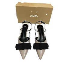 ZA2024 autumn and winter new color blocked patent leather bow decoration small fragrant style pointed shallow mouth heel party style sandals ZA2024 autumn and winter new color blocked patent leather bow decoration small fragrant style pointed shallow mouth heel party style sandals