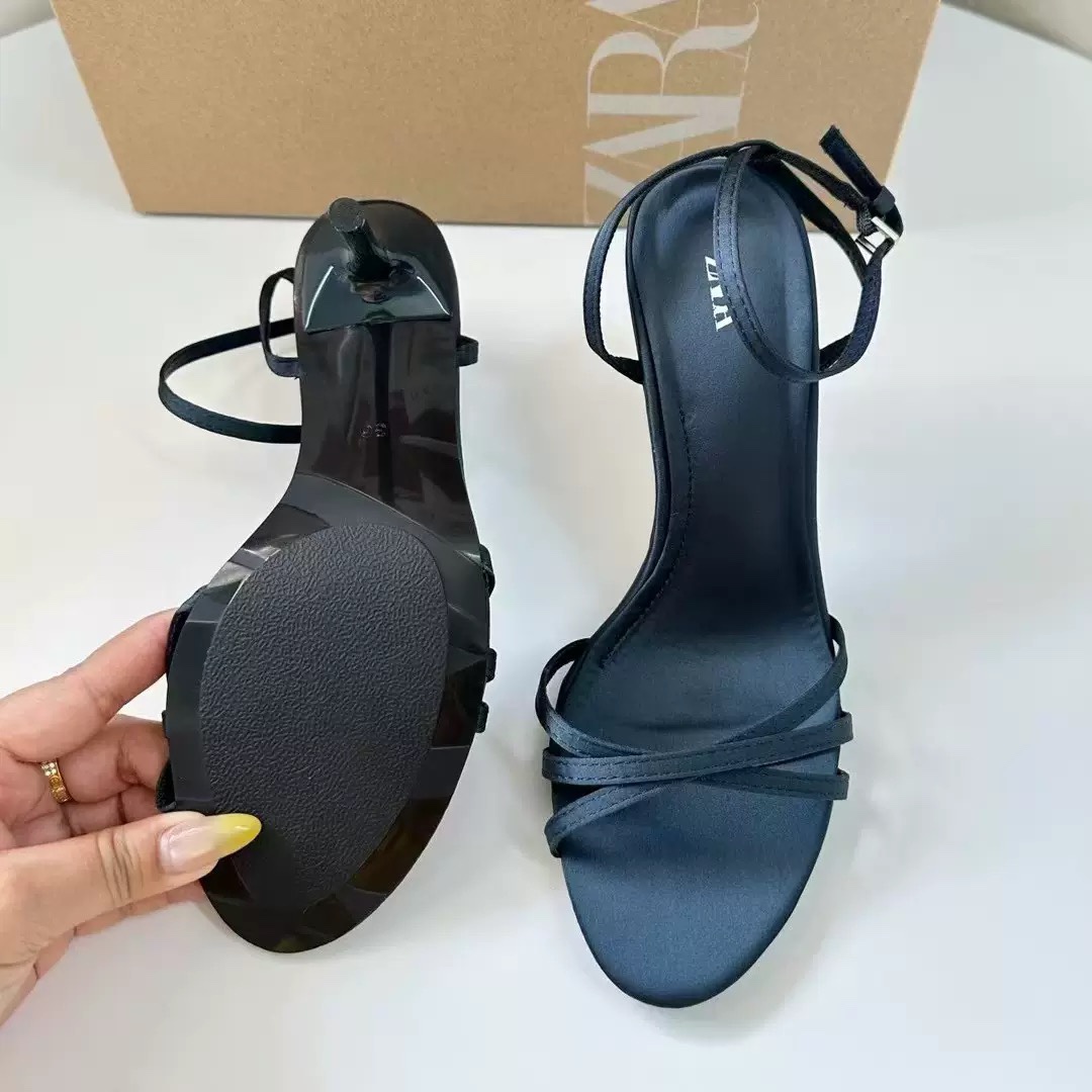 Z2025 Summer New Women's Shoes Silk Texture Effect with Decorative One Word Buckle Sexy High Heels, Ladies Sandals Z2025 Summer New Women's Shoes Silk Texture Effect with Decorative One Word Buckle Sexy High Heels, Ladies Sandals