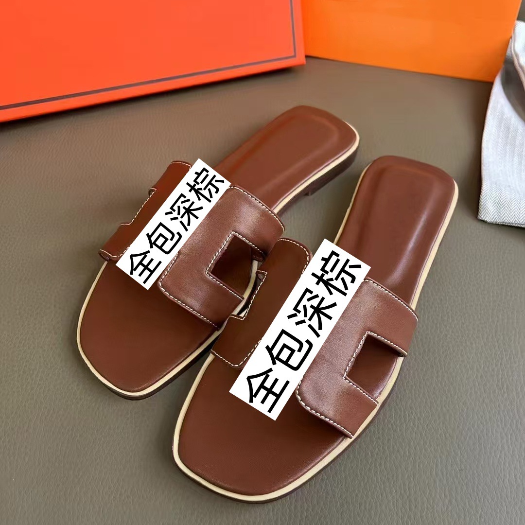 2025 New European and American Summer Genuine Leather Casual Slippers for Women's Fashion Outerwear Versatile Flat Bottom Straw Sandals 2025 New European and American Summer Genuine Leather Casual Slippers for Women's Fashion Outerwear Versatile Flat Bottom Straw Sandals