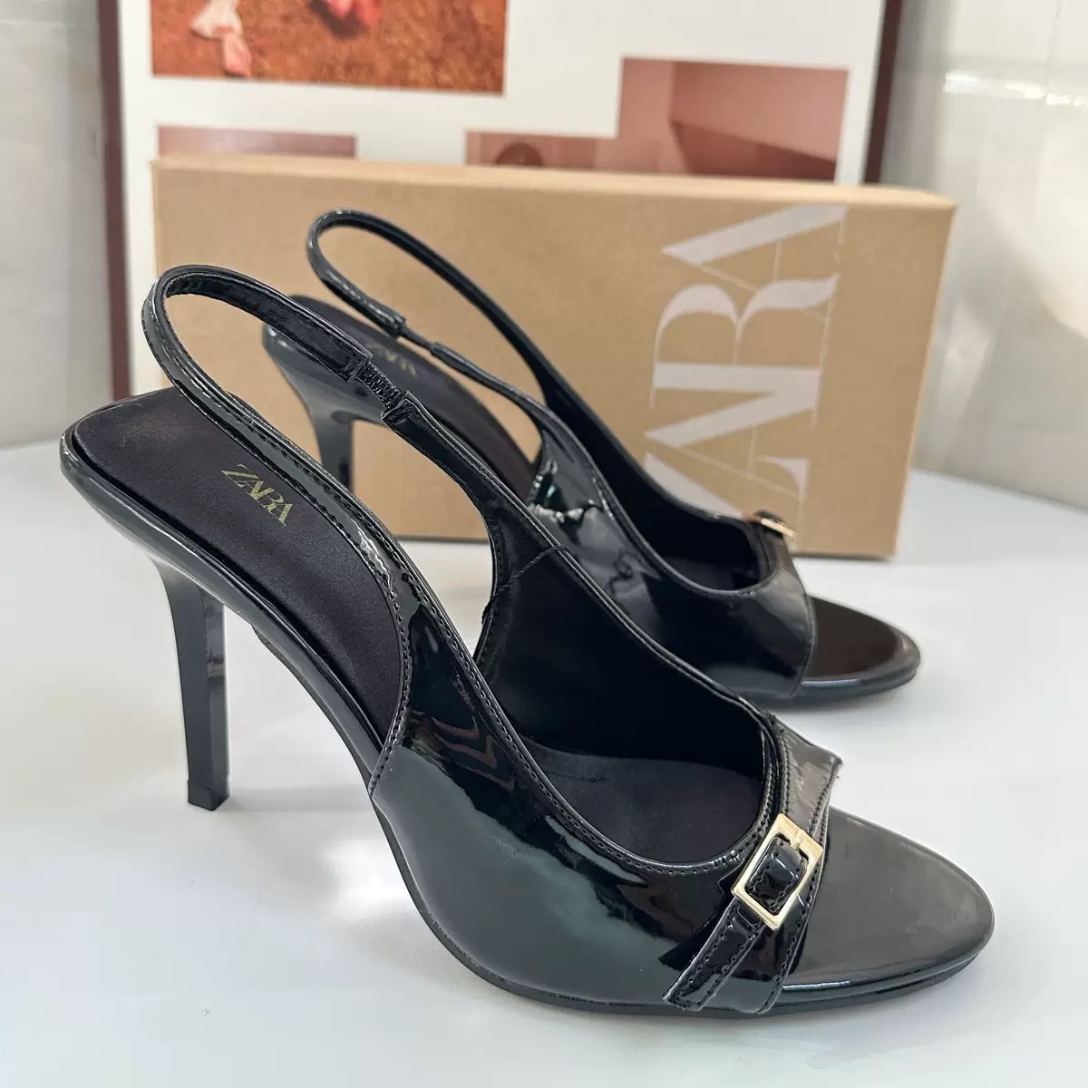 Za2024 Spring/Summer Sandals Square Head Open Toe Shallow Mouth Stiletto High Heels Belt Buckle Elegant French Women's Shoes Strap Za2024 Spring/Summer Sandals Square Head Open Toe Shallow Mouth Stiletto High Heels Belt Buckle Elegant French Women's Shoes Strap