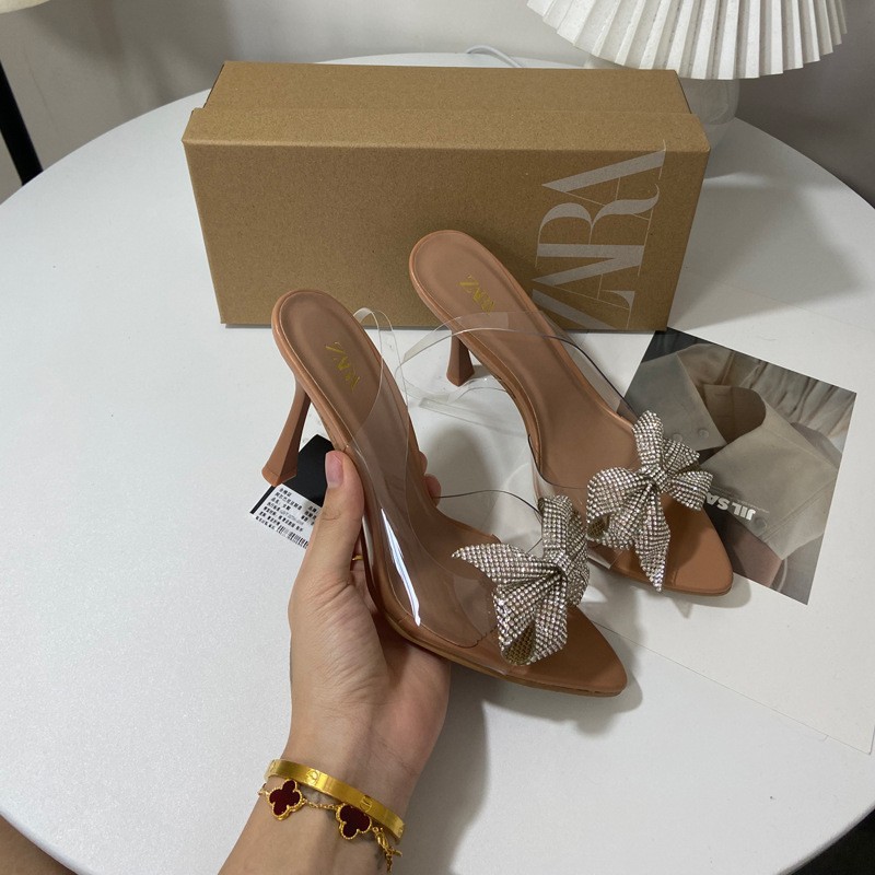 ZA new 2023 autumn square bow thin heel high heels women's open toe shallow mouth fashion single shoes high heels sandals ZA new 2023 autumn square bow thin heel high heels women's open toe shallow mouth fashion single shoes high heels sandals