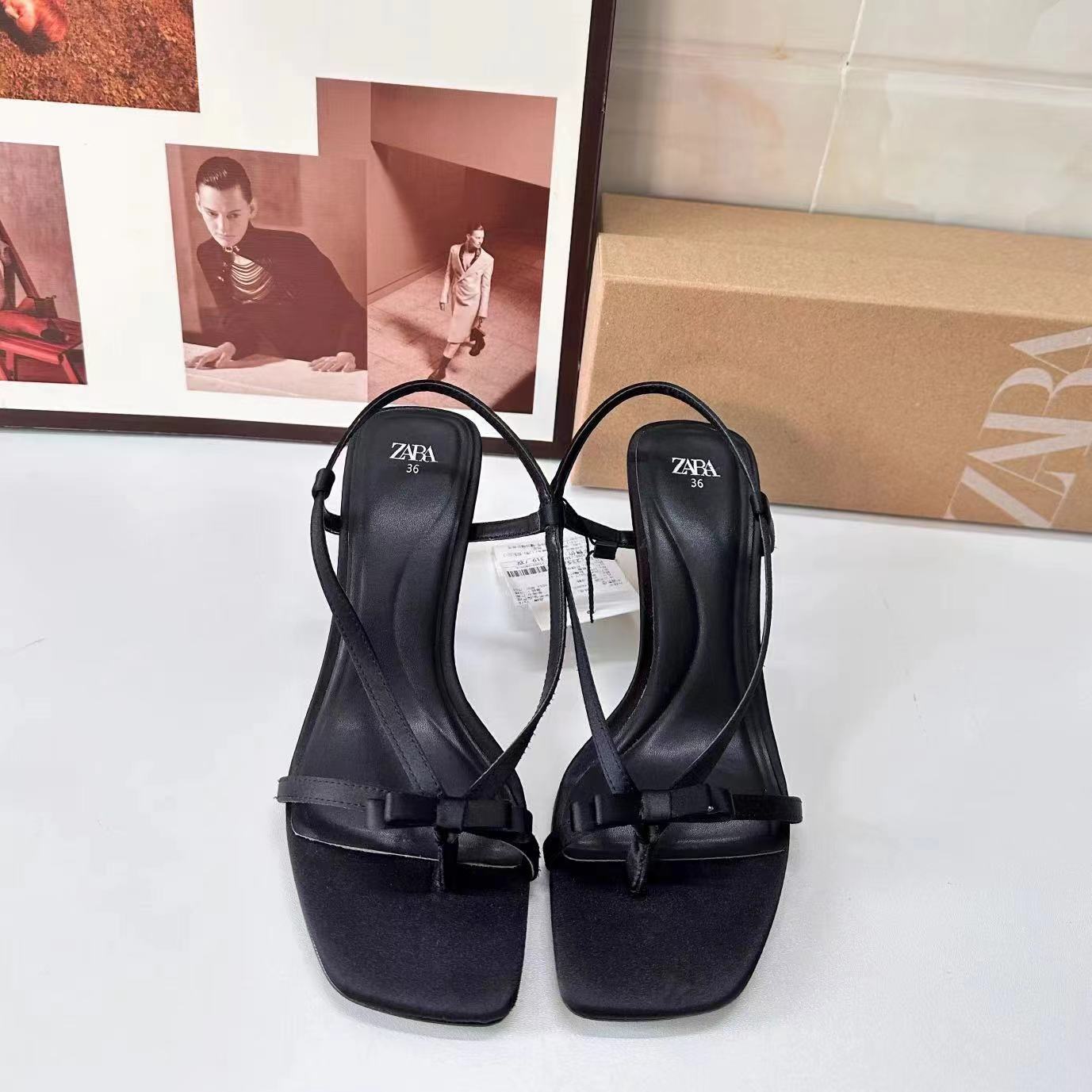 ZA New Women's Shoes 2024 Summer Square Head with Shallow Mouth and Thin Heel Fashion Open Toe Breathable Casual High Heels for Women ZA New Women's Shoes 2024 Summer Square Head with Shallow Mouth and Thin Heel Fashion Open Toe Breathable Casual High Heels for Women