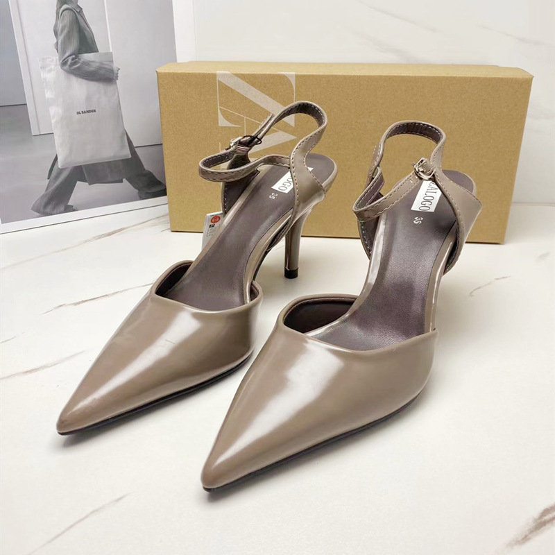 ZA women's shoes 2024 summer new women's shoes high heels black patent leather pointed toe buckle high-heeled sandals for women ZA women's shoes 2024 summer new women's shoes high heels black patent leather pointed toe buckle high-heeled sandals for women