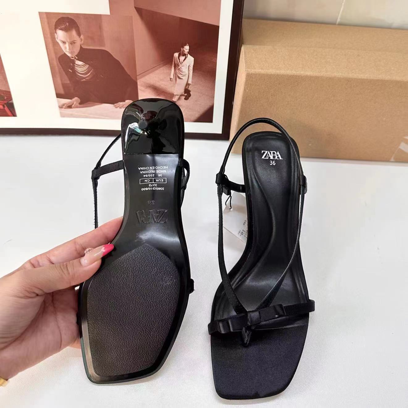 ZA New Women's Shoes 2024 Summer Square Head with Shallow Mouth and Thin Heel Fashion Open Toe Breathable Casual High Heels for Women ZA New Women's Shoes 2024 Summer Square Head with Shallow Mouth and Thin Heel Fashion Open Toe Breathable Casual High Heels for Women